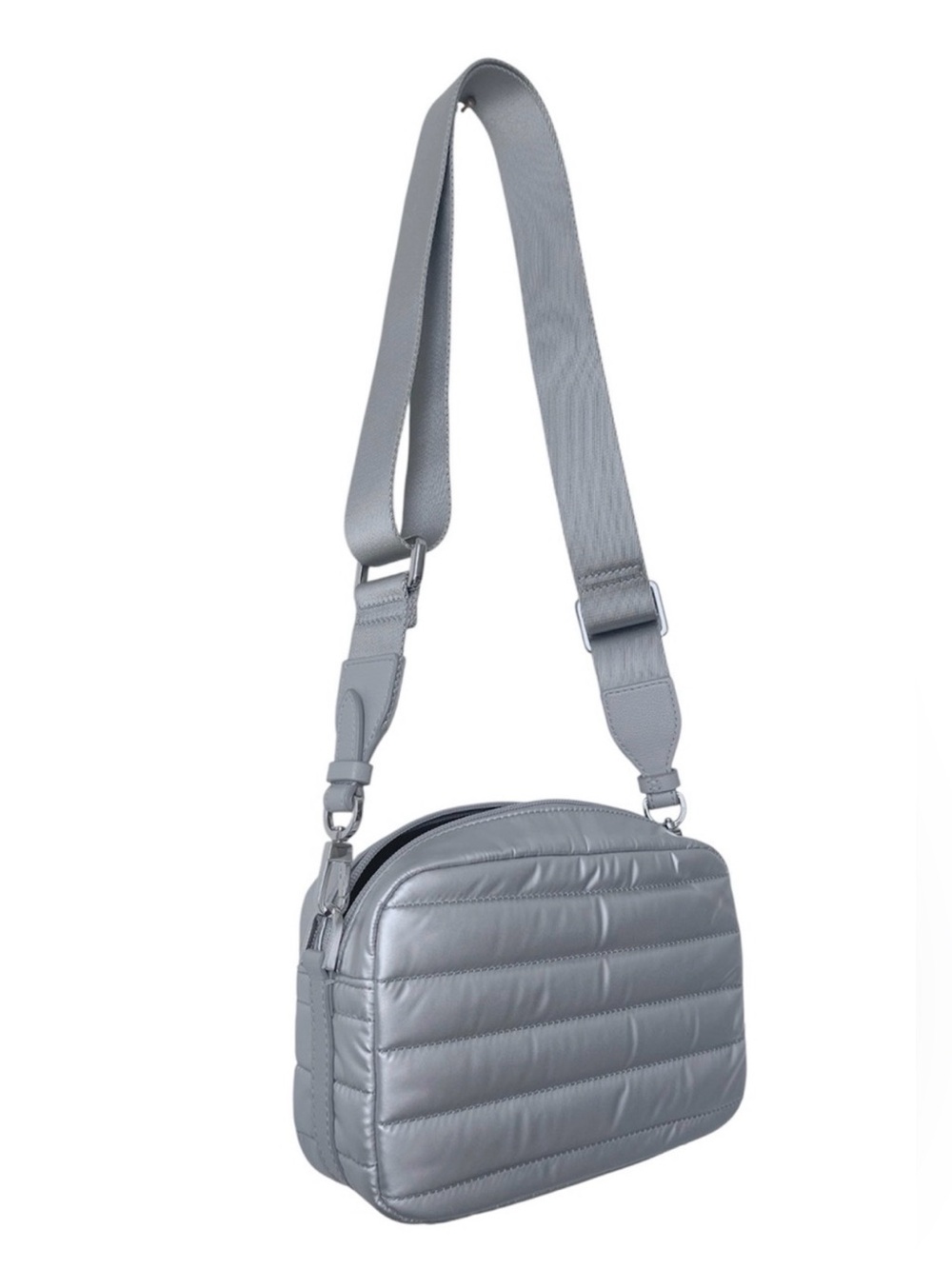 Fossil Izzie Puffer Crossbody Shoulder Bag - Silver